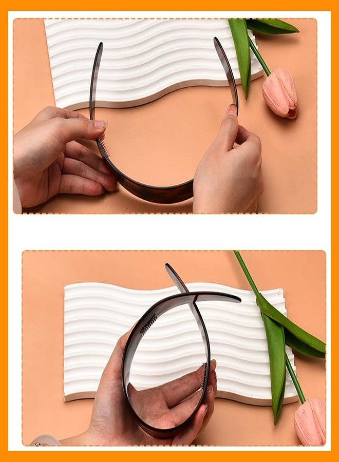 Kefley Acrylic Tortoise Shell Headband for Women’s Hair Wide Vintage Acetate Headband with Teeth Brown Plastic Hard Headbands Hairband Head Band No Crease Plain Resin Headbands French Style Hair Band Hoop - Image 5